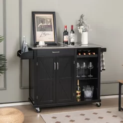 Costway Kitchen Island Cart Rolling Utility Trolley Stainless Steel Top Wine Rack -Cozy Living Deals Store GUEST faea066d d095 4f77 a58c 52a44eec2cc6