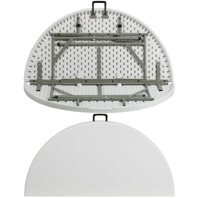 Flash Furniture 4-Foot Round Bi-Fold Granite White Plastic Banquet And Event Folding Table With Carrying Handle 4 Flash Furniture 4-Foot Round Bi-Fold Granite White Plastic Banquet And Event Folding Table With Carrying Handle - Image 4