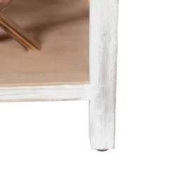 LuxenHome Distressed White And Gray Wood 1-Door Storage Wine Cabinet -Cozy Living Deals Store GUEST fb13aed8 d45a 4f6f b9f6 86b84f2550ee