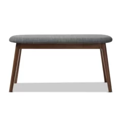 Baxton Studio Easton Mid Century Modern Walnut Finished Wood Fabric Upholstered Bench