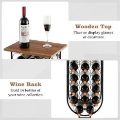 Costway 14 Bottles Wine Rack Console Table Freestanding Wine Storage With Woodtop & Wheels -Cozy Living Deals Store GUEST fb4d5122 26c8 4fd0 8ac1 5c4eee0bb158