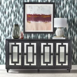 69" Lavoy Glass Mirrored Buffet Black - Lifestorey