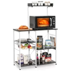 Costway 4-Tier Vintage Kitchen Baker's Rack Utility Microwave Stand W/ Basket & 5 Hooks -Cozy Living Deals Store GUEST fba57f11 0245 40ff a880 ac62c9016286
