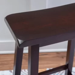 24" Saddle Counter Height Barstool Wood Brown - Linon -Cozy Living Deals Store GUEST fba8c9bf 9fcd 491c afac cb12909472e6