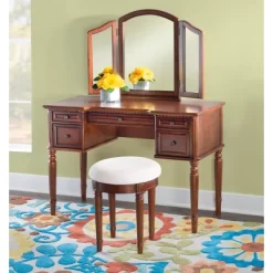 Zelda Vanity Mirror & Bench Warm Cherry - Powell Company -Cozy Living Deals Store GUEST fbb1b923 f285 48b9 ad52 20ef52e8591a
