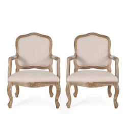 Set Of 2 Andrea French Country Wood Upholstered Dining Armchairs - Christopher Knight Home -Cozy Living Deals Store GUEST fbb31e6e 667c 4058 8270 690788356cc3