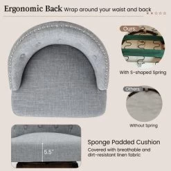 Costway Set Of 4 Swivel Bar Stools Tufted Bar Height Pub Chairs With Rubber Wood Legs Grey/Beige -Cozy Living Deals Store GUEST fbd258e0 38b0 4463 ab02 a37c10c23f1e