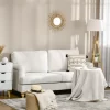 HOMCOM 3-Seater Sofa Couch, 71" Modern Linen Fabric Sofa With Rubber Wood Legs And Slatted Frame For Living Room, Bedroom And Apartment, Cream White