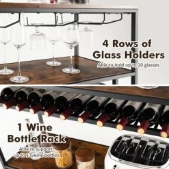 Costway Rustic Wine Rack Table 13 Bottles Wine Bar Cabinet Freestanding With Glass Holder -Cozy Living Deals Store GUEST fc323432 4583 4c73 9a6a 3b128ea7b8ae