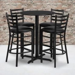 Flash Furniture 30'' Round Laminate Table Set With X-Base And 4 Ladder Back Metal Barstools -Cozy Living Deals Store GUEST fc5c22c3 2732 4616 a748 68d8a9fb7fca