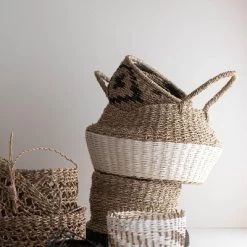 White Rope & Seagrass Belly Basket - Foreside Home & Garden -Cozy Living Deals Store GUEST fc6f5269 3bdb 4c3f 9e40 9f5d5ee1c3bd