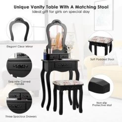 Tangkula Vanity Mirror Makeup Dressing Table Set W/ Stool Drawer Wood Desk -Cozy Living Deals Store GUEST fc743b7c 4676 4e4b b3d5 d7d6da3f02d4