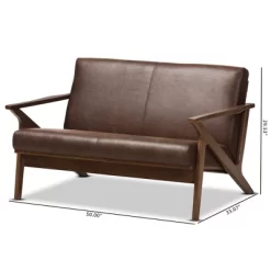 Bianca Mid-Modern Walnut Wood Distressed Faux Leather 2 Seater Loveseat Dark Brown - Baxton Studio 13 Bianca Mid-Modern Walnut Wood Distressed Faux Leather 2 Seater Loveseat Dark Brown - Baxton Studio -Cozy Living Deals Store GUEST fcc4598f e0d0 4d14 aad7 74a0c9f1f84d