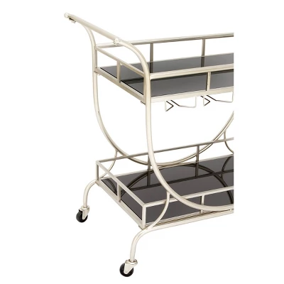 Modern 2 Tier Cart Silver - Olivia & May 2 Modern 2 Tier Cart Silver - Olivia & May - Image 2
