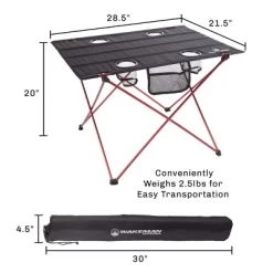 Leisure Sports Outdoor Folding Camp Table With Carry Bag - Black