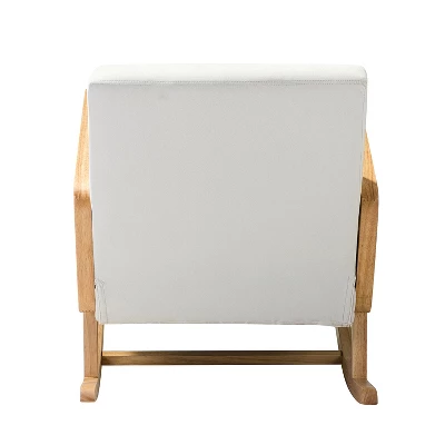 Adena Rocking Accent Chair With Rattan Arms | Karat Home-Beige 4 Adena Rocking Accent Chair With Rattan Arms | Karat Home-Beige - Image 4