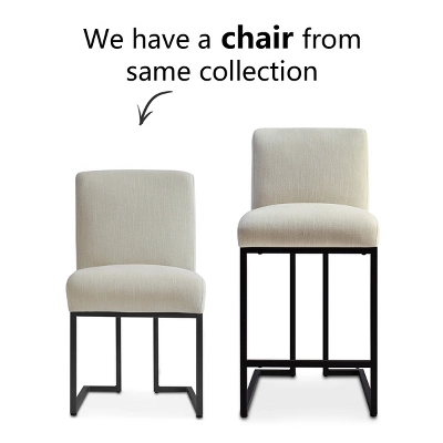 Set Of 2 Mason 25" Contemporary Armless Upholstered Fabric With Black Metal Sled Legs Counter Height Barstools-The Pop Maison 2 Set Of 2 Mason 25" Contemporary Armless Upholstered Fabric With Black Metal Sled Legs Counter Height Barstools-The Pop Maison - Image 2