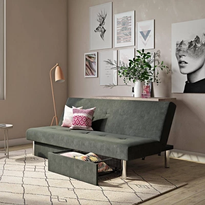 Saddie Futon With Storage Drawers Gray - Room & Joy 8 Saddie Futon With Storage Drawers Gray - Room & Joy - Image 8