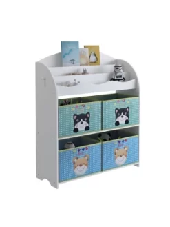 Year Color School Supply, Nursery, Daycare, Toddler, Kids Book Display And Toy Storage Organizer With 6 Fabric Storage Bins -Cozy Living Deals Store GUEST fdd1c69d 8b4e 480e 8380 dd7c7edcc1bc