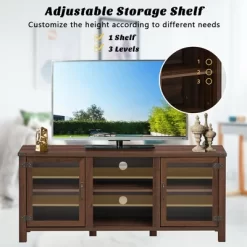Costway TV Stand Entertainment Center For TV's Up To 65'' W/ Storage Cabinets Walnut -Cozy Living Deals Store GUEST fdd28631 1d69 4763 843c ac3c51563eb4