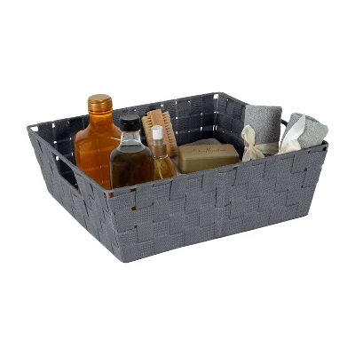 Simplify Large 13" Woven Strap Storage Bin Gray 1 Simplify Large 13" Woven Strap Storage Bin Gray