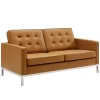 Loft Tufted Upholstered Faux Leather Loveseat Silver/Tan - Modway