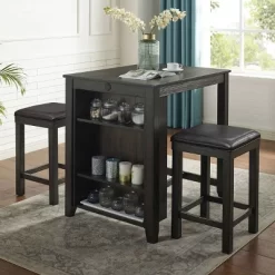 3pc Applecrest Counter Height Dining Set With USB Plug Walnut/Espresso - HOMES: Inside + Out