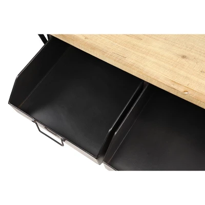 Industrial Rolling Cart Black - Olivia & May 3 Industrial Rolling Cart Black - Olivia & May - Image 3