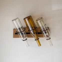 Black Metal & Wood Space Saving Wine Holder - Foreside Home & Garden