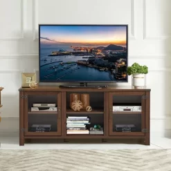 Costway TV Stand Entertainment Center For TV's Up To 65'' W/ Storage Cabinets Walnut -Cozy Living Deals Store GUEST ffa0c40e 5fbc 456a 9e49 e927c4b0d4dc